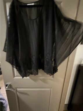 Cato Black Sheer Poncho Top